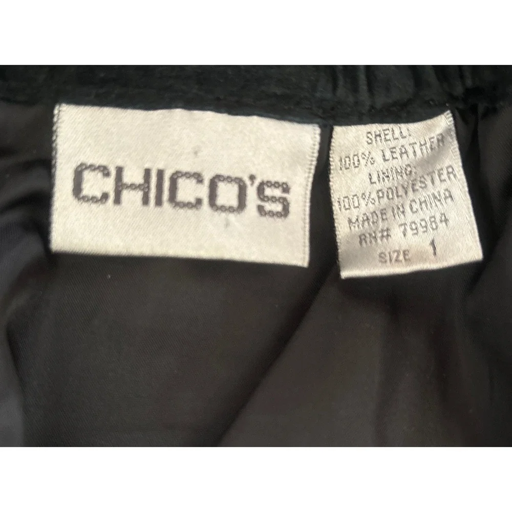 Chicos Black Leather Full Length Suede Skirt Western Size 1